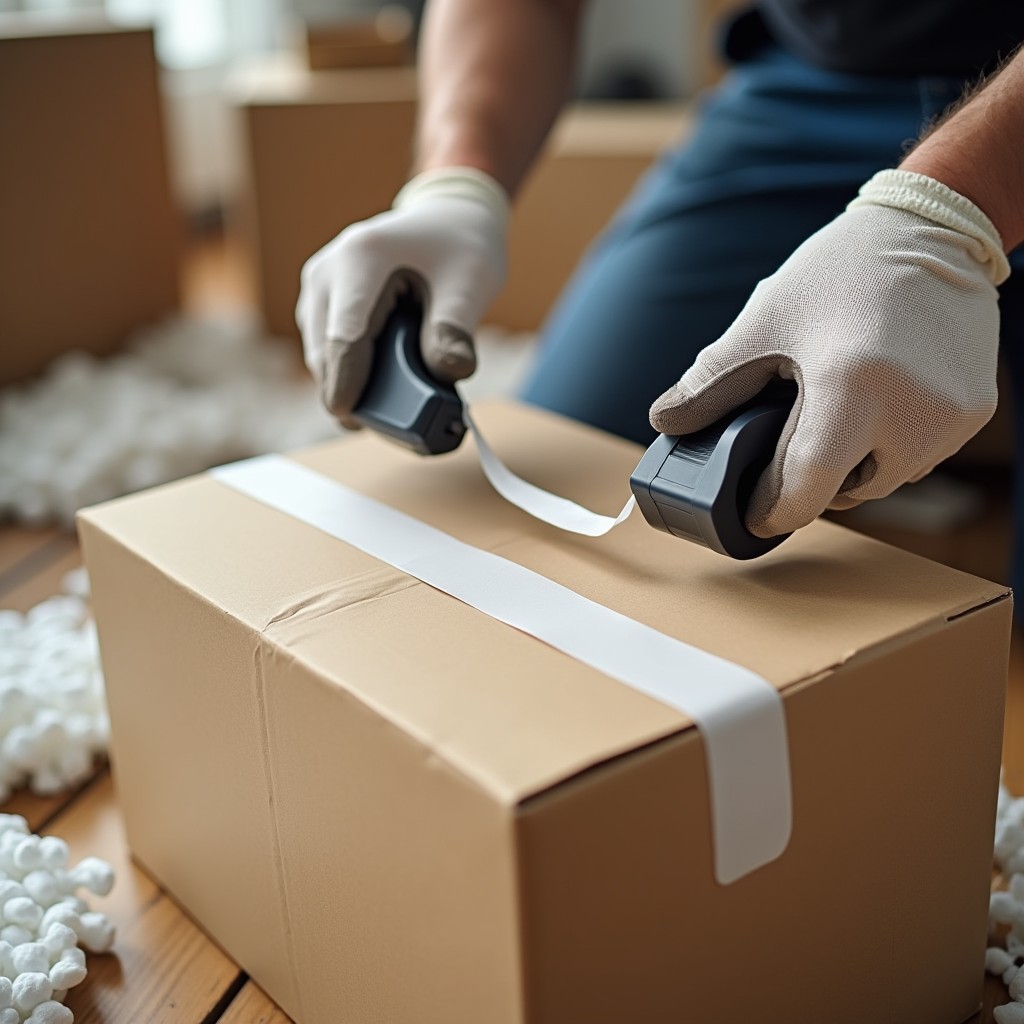 a guy packing a client box 